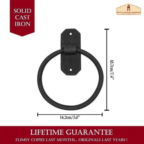 Black Towel Ring 7" Iron Nautical Decor Beach Lake Boat Bathroom Accessory - Picture 2 of 7