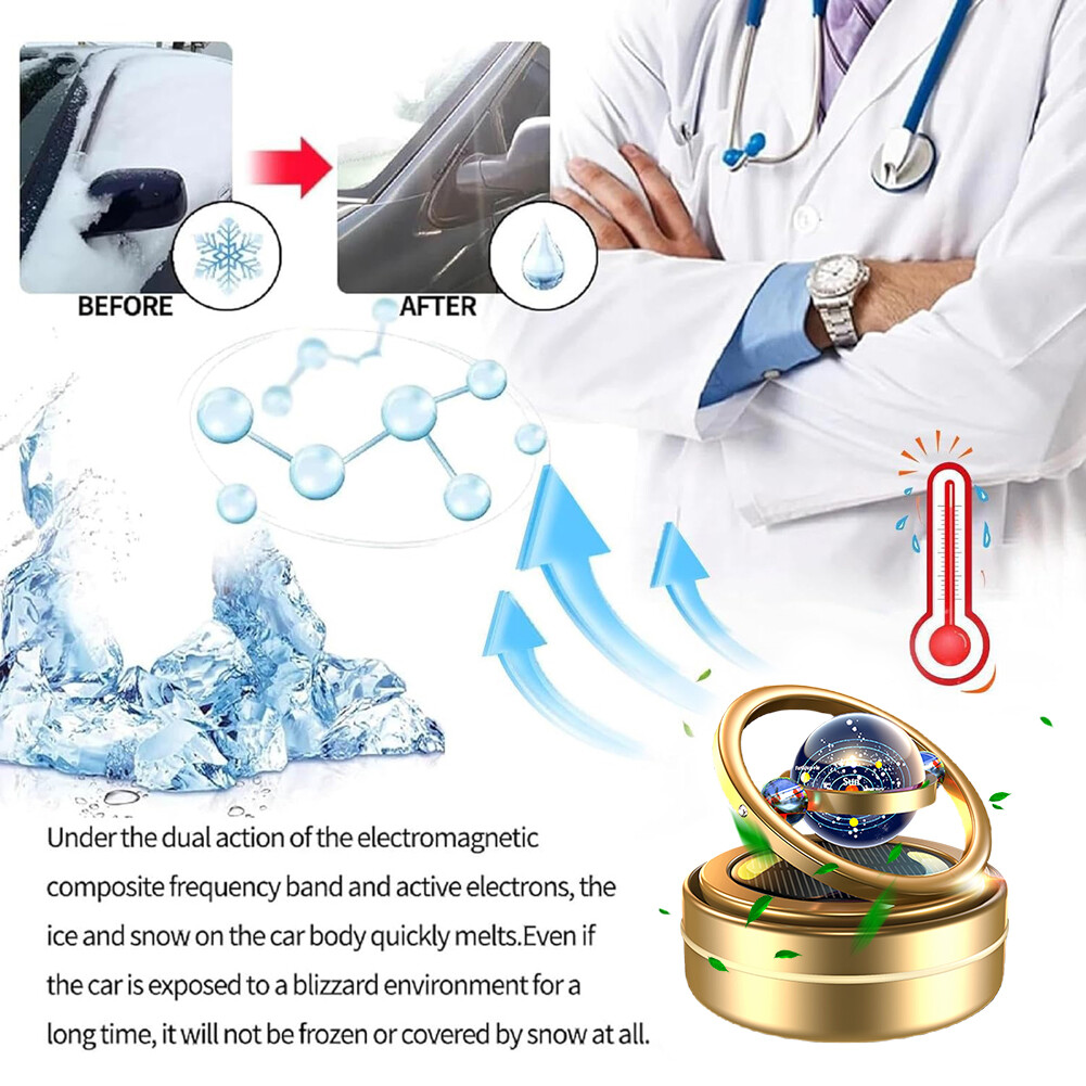 Solar Rotating Car Air Freshener Double Ring Air Aromatherapy (Gold Star) *AU eBay