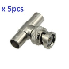 Lot of 5pcs BNC Male to Dual BNC Female T-Connector for CCTV Cameras, USA Seller