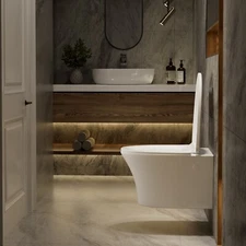 Elongated Wall Hung Toilet Combo Set, Toilet Bowl And Concealed Tank & Carrier