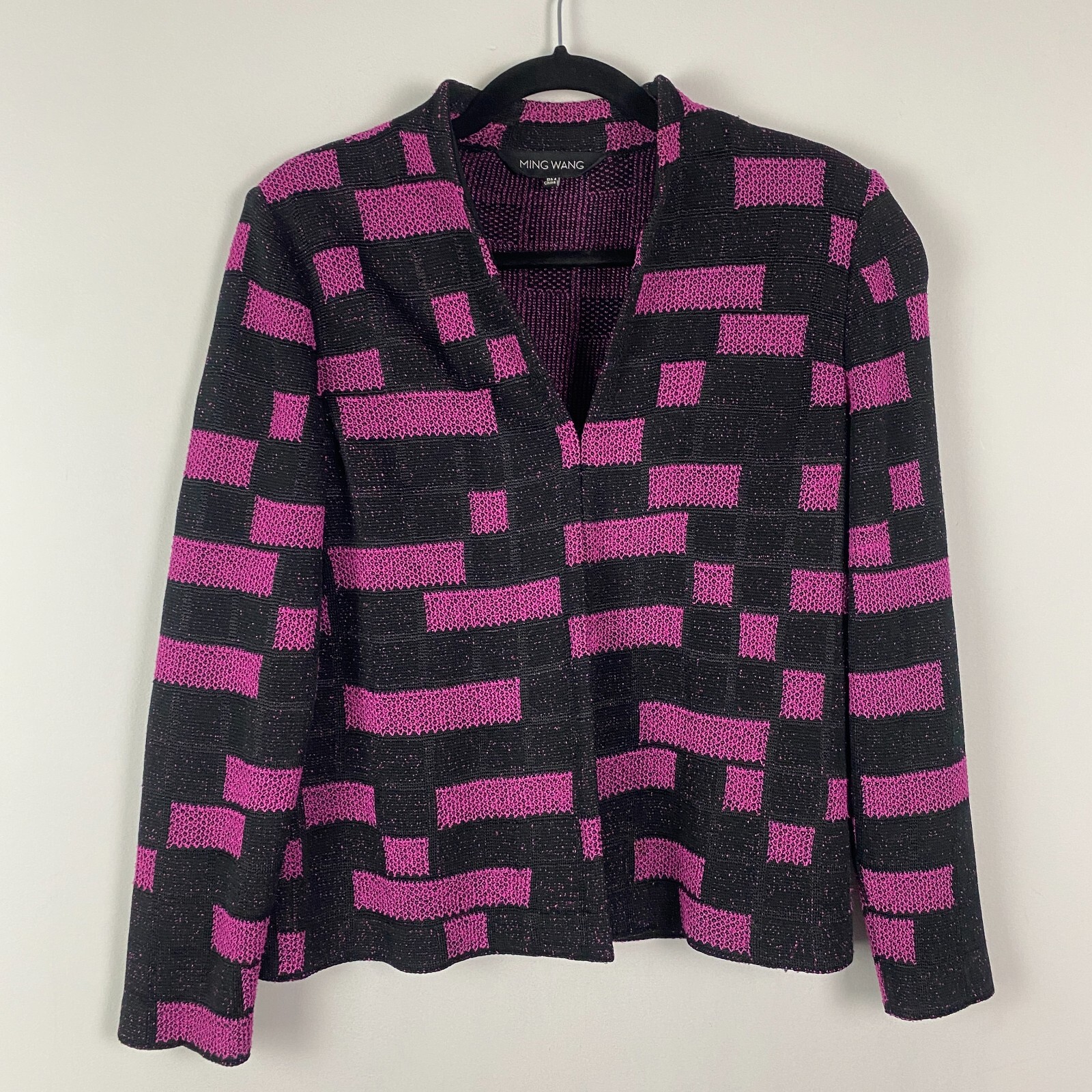 Ming Wang Jacket Size Petite Medium Black Pink Ho… - image 1