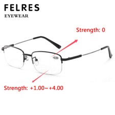 Men Metal Square Anti Blue Light Bifocal Reading Glasses Outdoor Sunglasses New