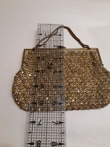 Antique 1920s Rhinestone And Brass Purse, Flapper Hand Bag, clutch - Picture 6 of 11