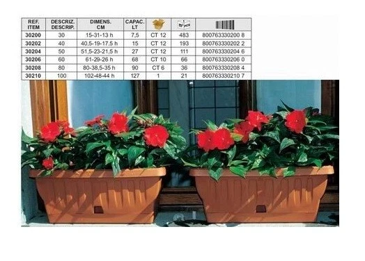 Fioriera Vaso per piante natura con riserva 60 cm bama