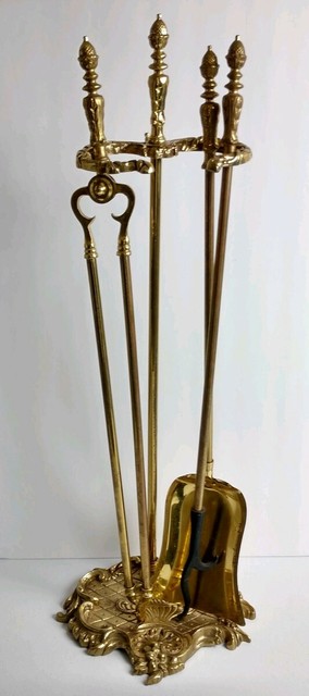 Signature Hardware Mcallister Solid Brass Fireplace Tool Set For
