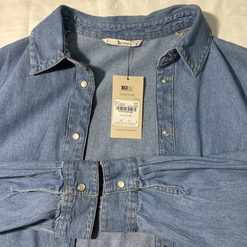 Tu Woman Denim Button Drop Shoulder Coat Size 14 - Picture 4 of 20