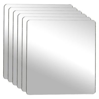 6Pcs Acrylic Mirror Sheet, 3.9'' Square Self Adhesive Mirror