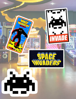 Space Invader Arcade Games 4pc Sticker Pack