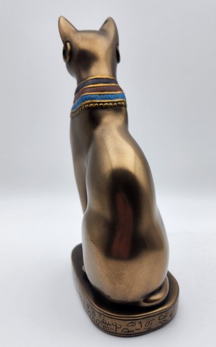 Statuina egiziana VERONESE seduta nera e oro gatti bastet Egitto geroglifico - Foto 6 di 24
