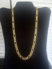22 inch vintage 24k gold plated Figaro necklace 31.11 grams 8mm