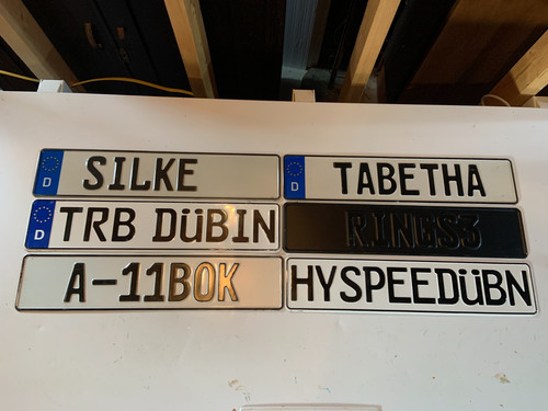 Euro Vanity License Plate Lot of 6 European VW Dub Silke Tabetha Embossed Set #4