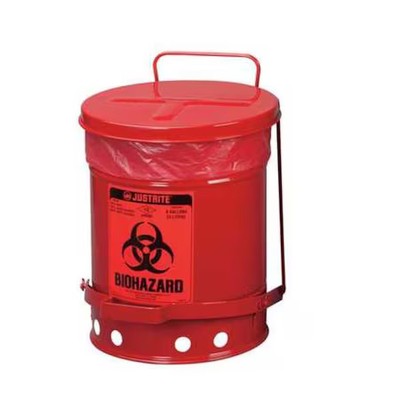 Justrite 05910R Biohazard Waste Container, 15 In. W