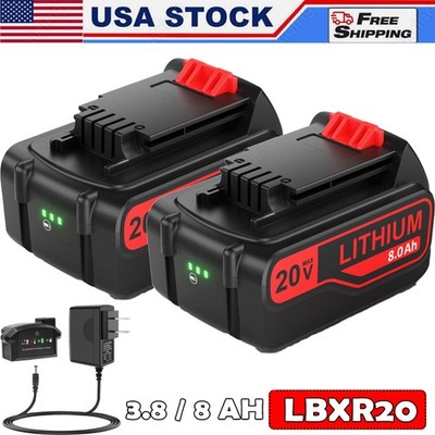 FOR Black & Decker 8.0Ah 20Volt LB2X4020 Battery 20V MAX Lithium LBXR20 LBX20 US