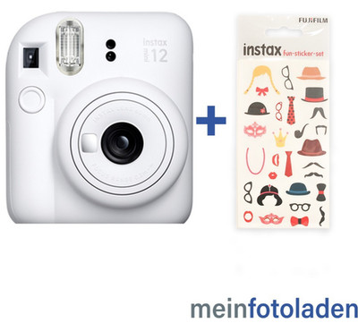 FUJIFILM Instax Mini 12 clay white Weiß Sofortbildkamera ink. Fun-Sticker-Set