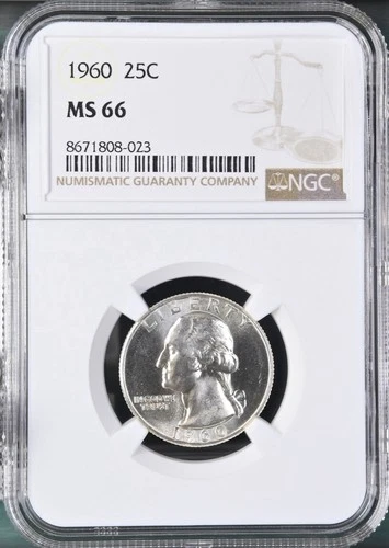 1960  25C Washington Quarter Dollar NGC MS66  8671808-023