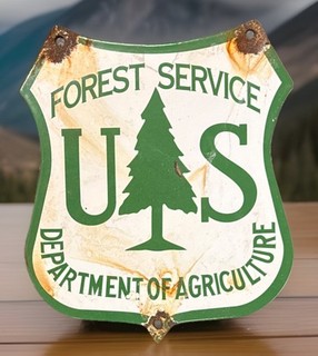 8” X 6.5” US FOREST SERVICE DEPARTMENT OF AGRICULTURE PORCELAIN PARK TREE SIGN