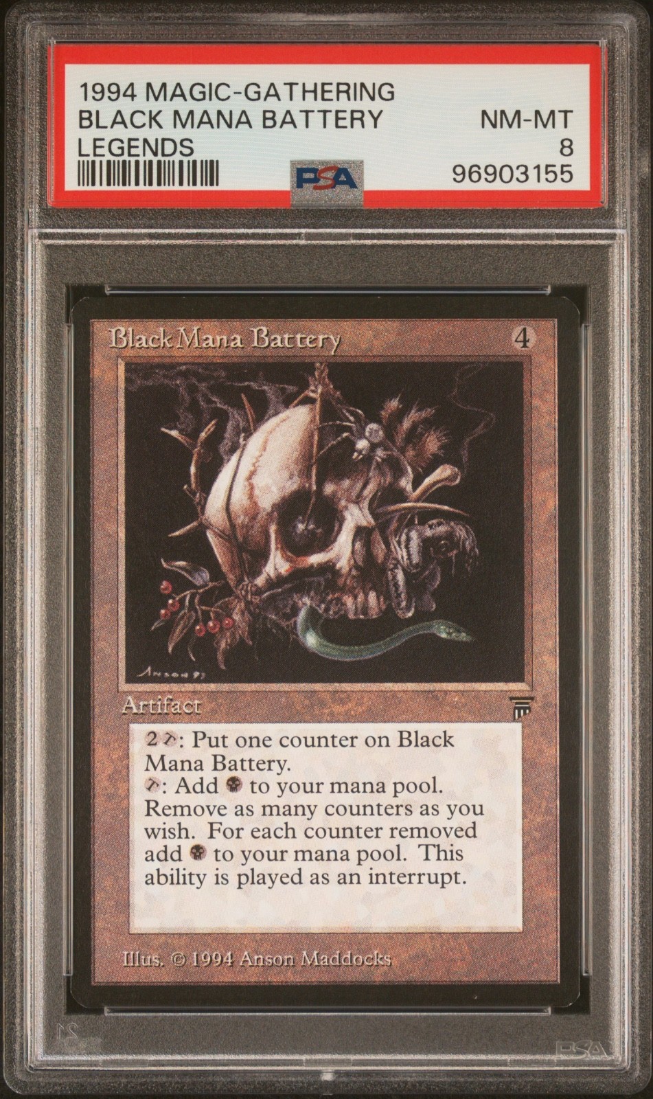 1994 Magic The Gathering MTG Legends Black Mana Battery PSA 8 Pop 6 view 1