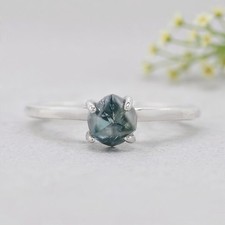 1.35 Ct Rough Uncut Blue Color Diamond Ring 14K White Gold Engagement Gift Ring