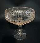Vintage Indiana Glass Diamond Point Pedestal Compote Pink Depression Glass Dish
