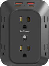 USB Wall Charger Electrical Outlet Extender, Surge Protector, 6 Outlet Splitter