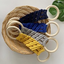 1x Boho Wooden Ring Towel Holder Boho Woven Kitchen Bathroom Towel Hanger Rack