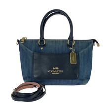 COACH Mini Emma Satchel F44719 Handbag Shoulder Bag Blue Navy leather/Denim