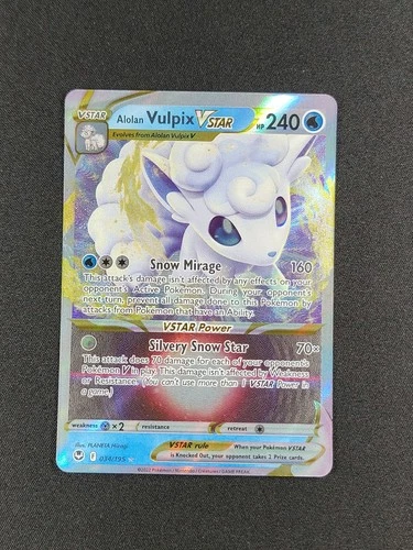 Alolan Vulpix VSTAR 034/195 Holo VSTAR Rare Silver Tempest Pokemon Near Mint