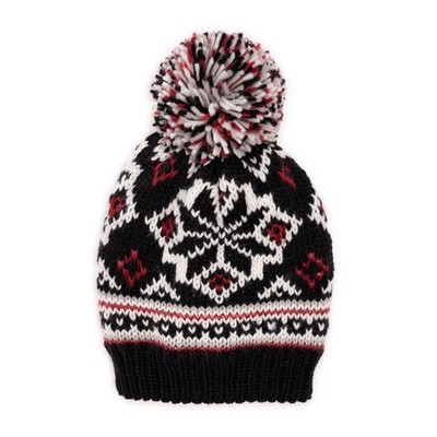 Women's Standard Icelandic Patterned Beanie Classic Ebony