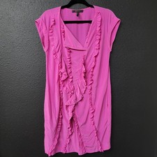 BCBG Max Azria 100% Silk Ruffle Dress Womens Small Pink Designer Mini Barbie