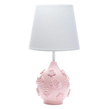 Botanical Baby Pink Floral Nursery Lamp with Shade  Bulb - Adorable Decor