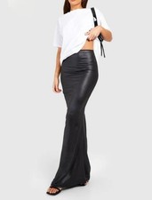 Size 6 Black Wet Look High Waisted Basic Maxi Skirt. Boohoo.  New With Tags.