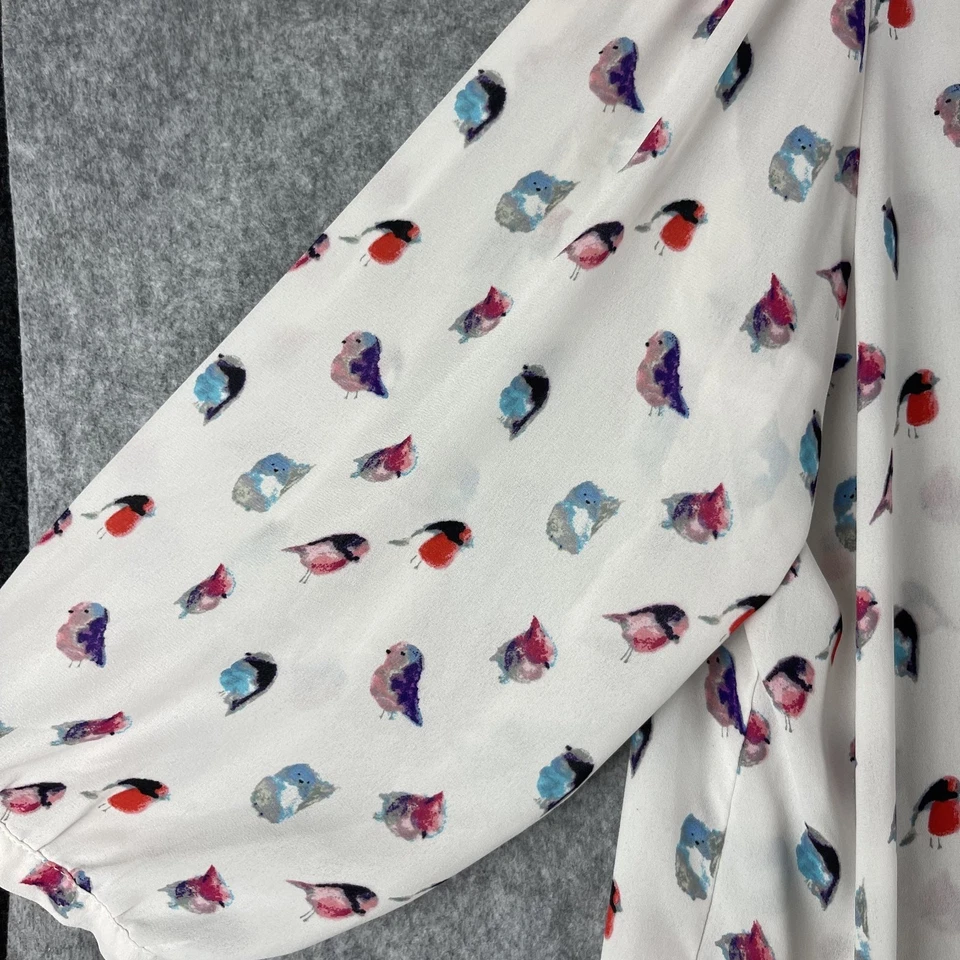 玫瑰橄榄束腰上衣女式 2X 鸟印花 3/4 袖轻便 Pintuck Artsy — 第 4/4 张图片