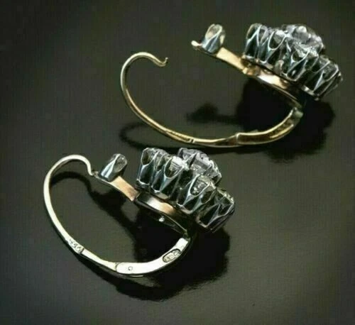 3.55Ct Art Deco Vintage Style CREATED Diamond Engagement White Finish Earrings - Image 4 of 4