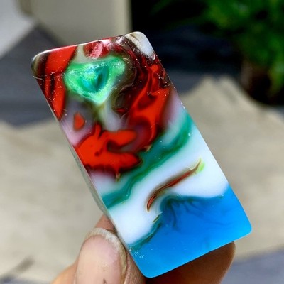 31G Natural NanHong Agate block multicolored Pattern Cabochon mineral Crystal