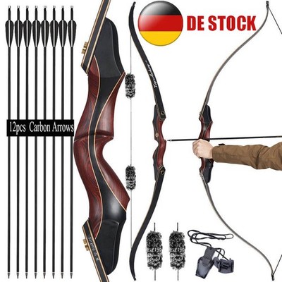 60 Zoll Bogenschießen Wooden Riser Takedown Recurvebogen RH Jagdbogen 25-50lbs