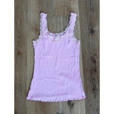 VTG Nordstrom Y2K Coquette Balletcore Babydoll Lace Trim Ribbed Camisole S Pink