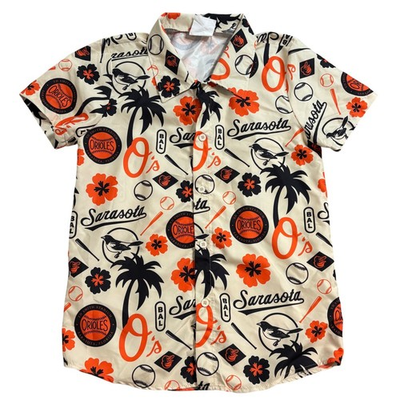 #ad Baltimore Orioles Sarasota Spring Training Hawaiian Shirt Mens Medium Orange O#x27;s $24.00