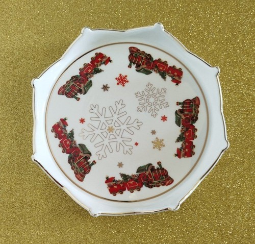 Brandani Vassoio Corona Christmas Porcellana New Bone China Diametro 17