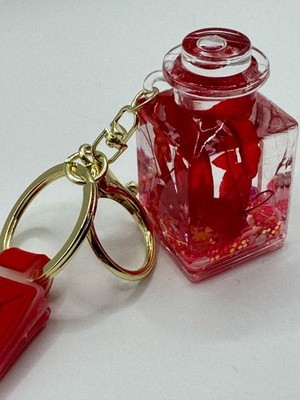 Romantischer Schlüsselanhänger Set    Happy Moment  Band + Mini Flasche