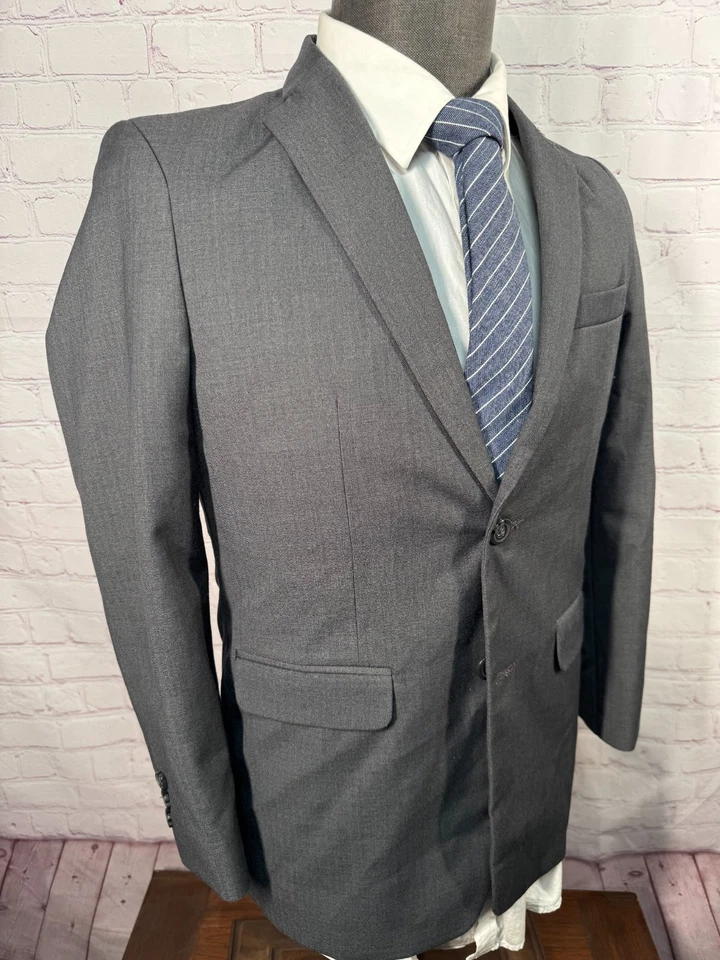 Abrigo Blazer Chaqueta Abrigo Deportivo IZOD Niños Gris Mezcla Lana 2 Botones TALLA 16 REG Foto 3 de 4