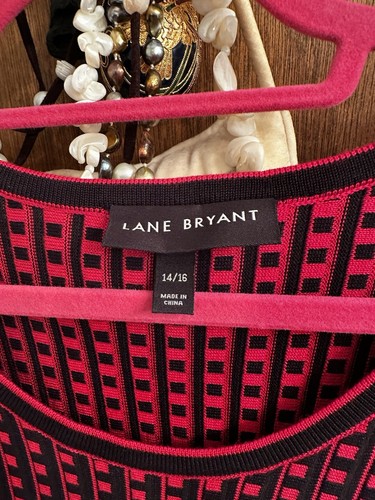 Lane Bryant Red Black Checkered Winter 3/4 Sleeve Sweater Dress 14/16 - Picture 2 of 6