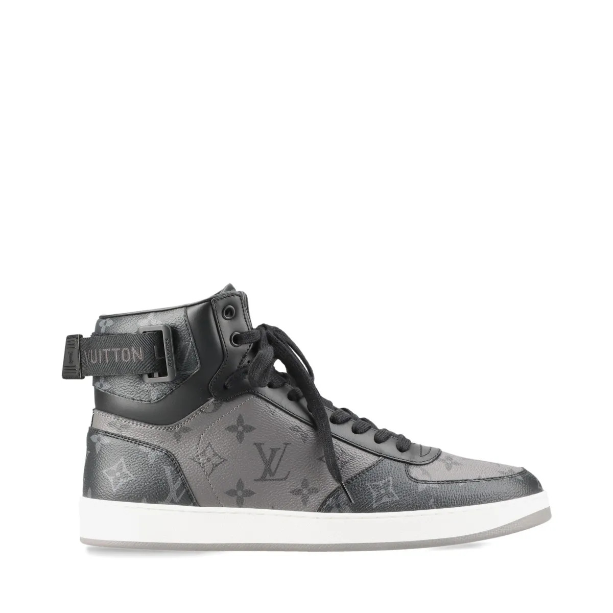 Louis Vuitton Rivoli line 23 years Leather High-top Sneakers 9 Men's Black MS021 thumbnail 3