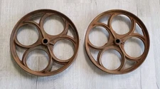 2 Antique 14.5" Cart Wheels, Industrial Factory Cart Wheels, Hit & Miss