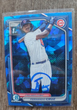 Fernando Cruz Signed 2024 1st Bowman Refractor Baseball Card #BCP-197 Cubs Sapph