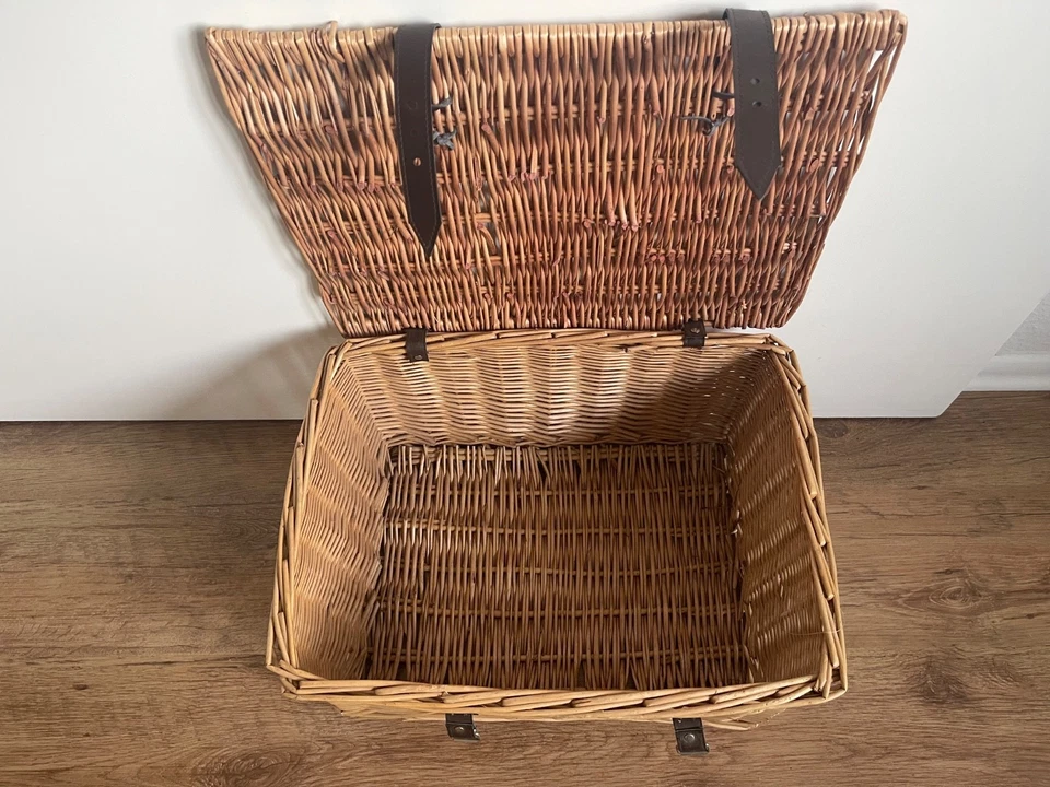 Großer Weidenkorb Aufbewahrungs Korb mit Deckel 50 x 37 x 30 Weiden Truhe - Bild 2 von 4