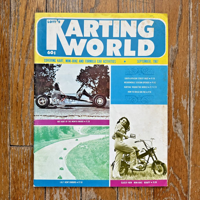 Dave LOTT's KARTING WORLD Magazine Sept 1967 Go Kart MiniBike Formula Car RACING
