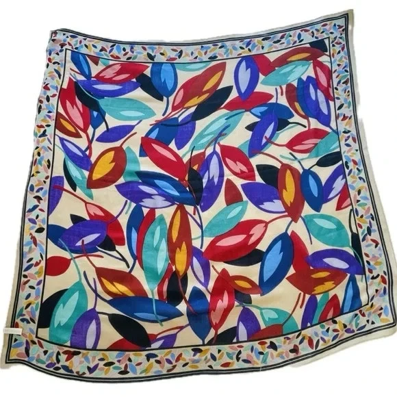 PERRY ELLIS | 36” x 38” | Silk Luxury Red Challis Square Scarf Ascot MSRP$685