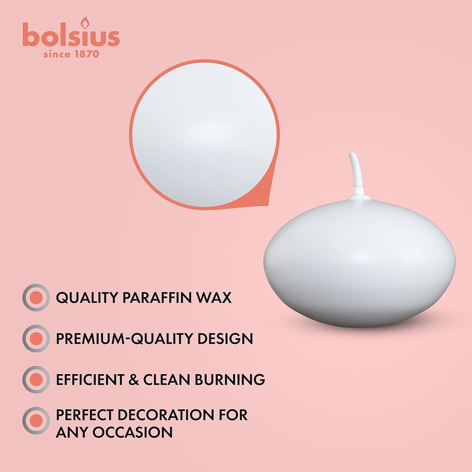 Bolsius Floating Premium European Quality Candle White Long Burning Unscented