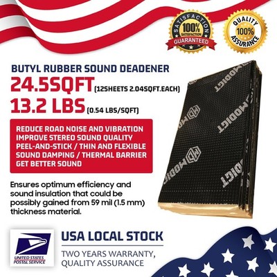 24sqft Sound Deadening Proofing Mat Butyl Car Van Audio Panel Vibration Damping