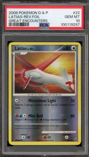 Pokemon Latias Great Encounters Reverse Holo Rare #22 PSA 10 Gem Mint